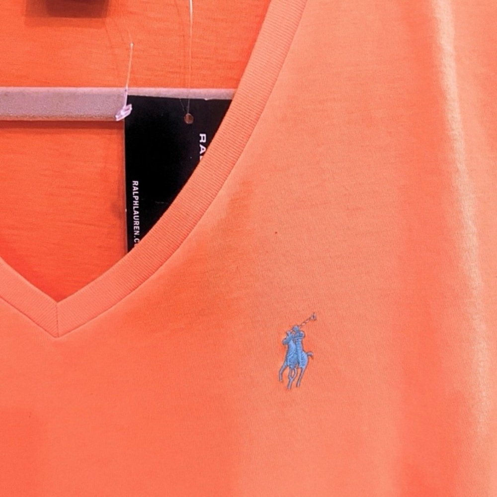 Ralph Lauren Polo Sport Women's Orange V-Neck T-Shirt — NWT — Medium - Picture 2 of 2